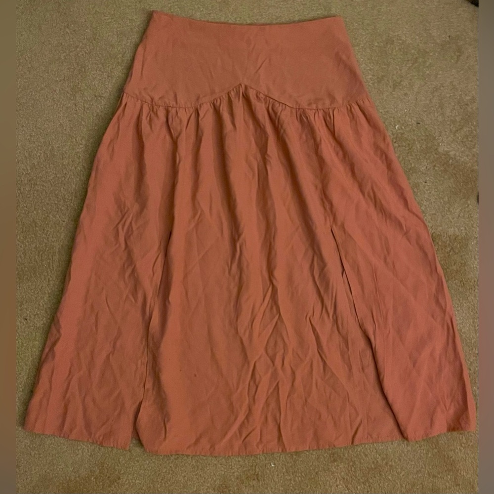 Shein Mid-Shin Length Skirt in Faded Burnt Orange; Size Medium